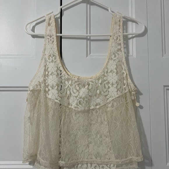 Hollister Lace Tank Top Cream/White Small - Picture 2 of 5